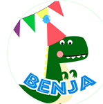 Tarjetitas redondas Baby Dino 20u Pers